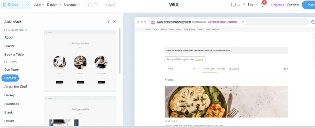 structure de site wix avec agence wix