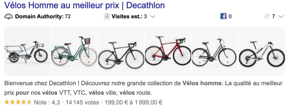 requête velo pour homme